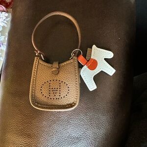Elegant Tan Mini Bag with Horse Charm